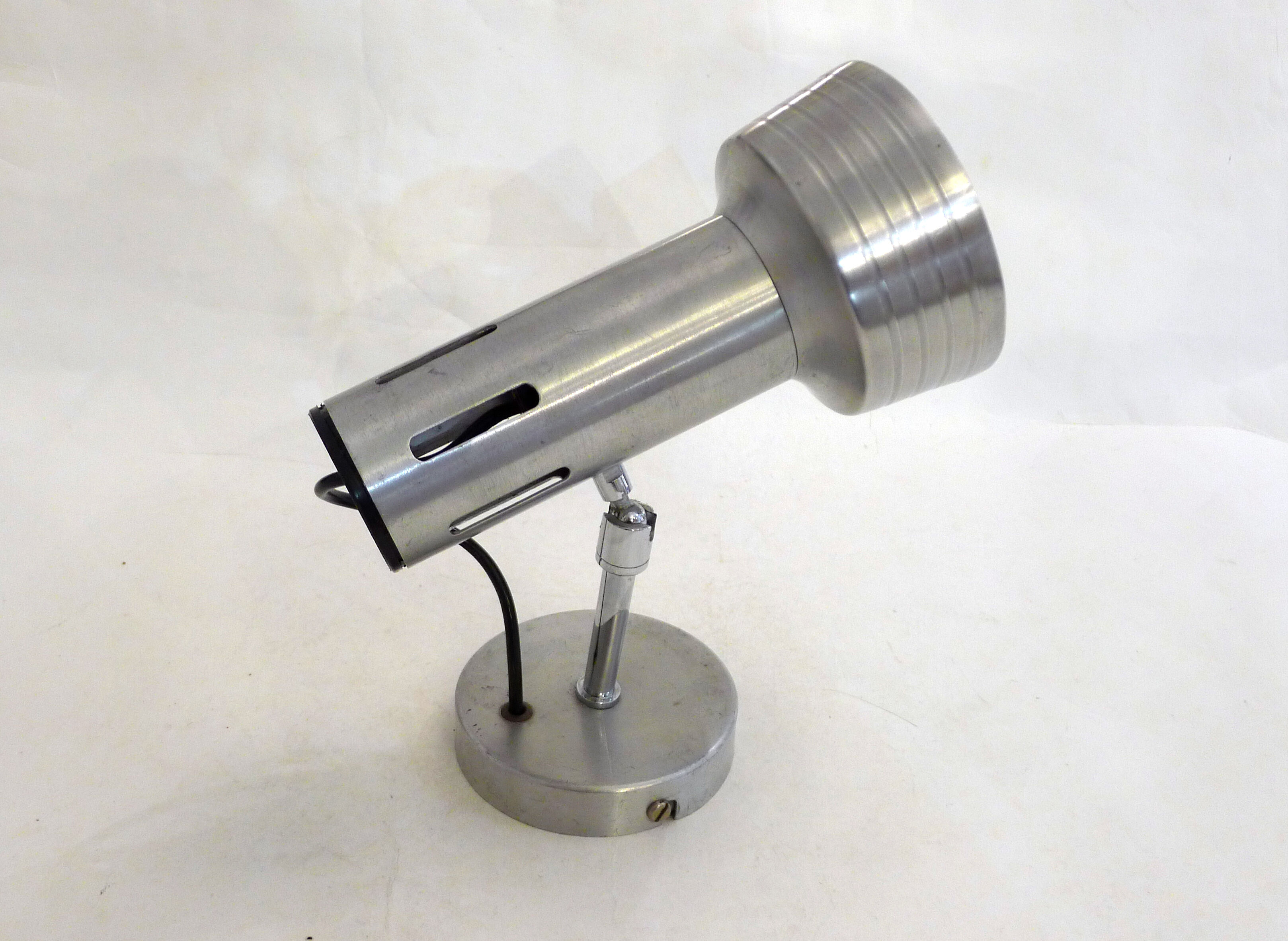 Brushed metal adjustable wall spotlight 1970s