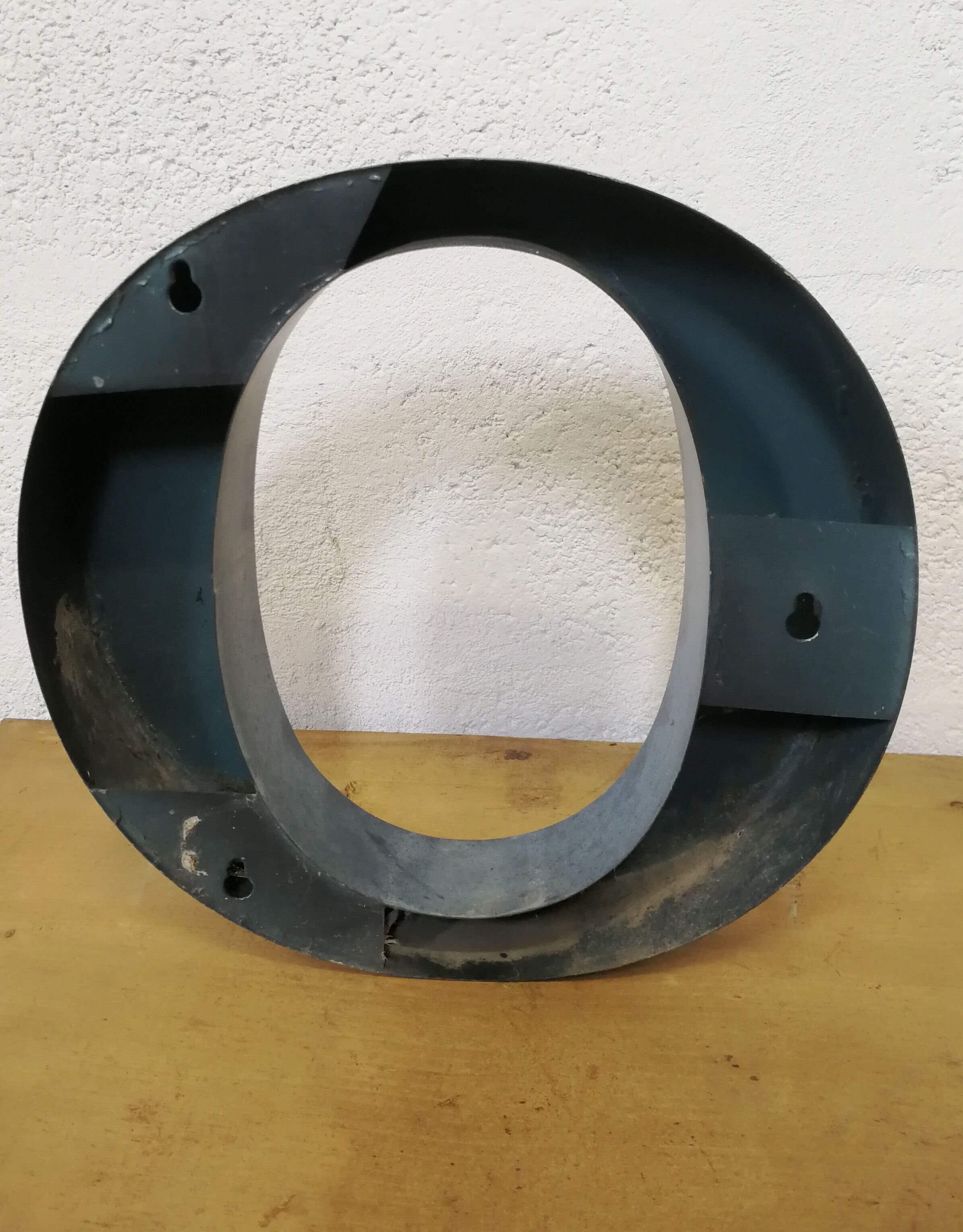 Letter O old embossed and zinc