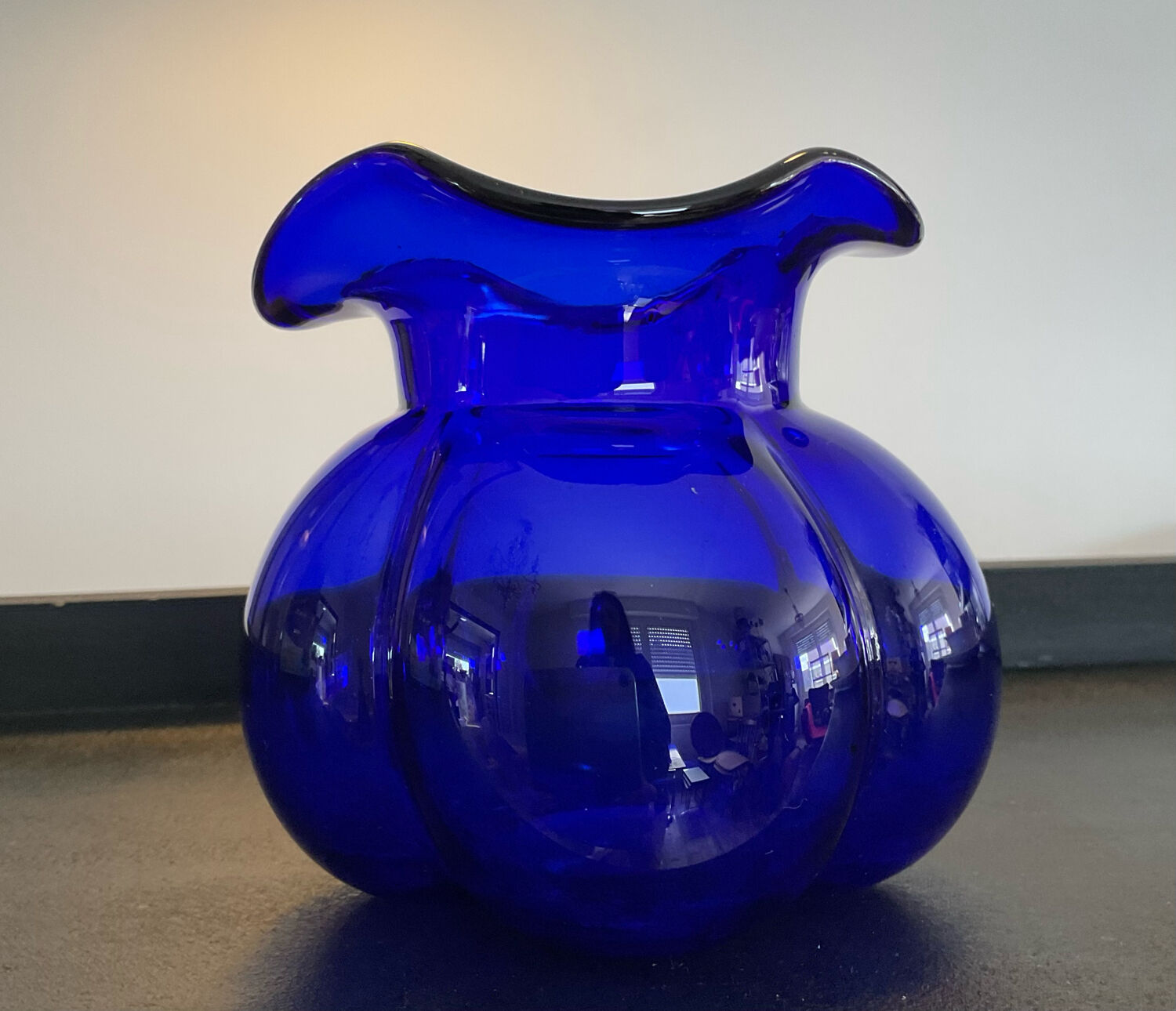 Vintage vase in blue glass paste