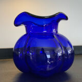 Vintage vase in blue glass paste