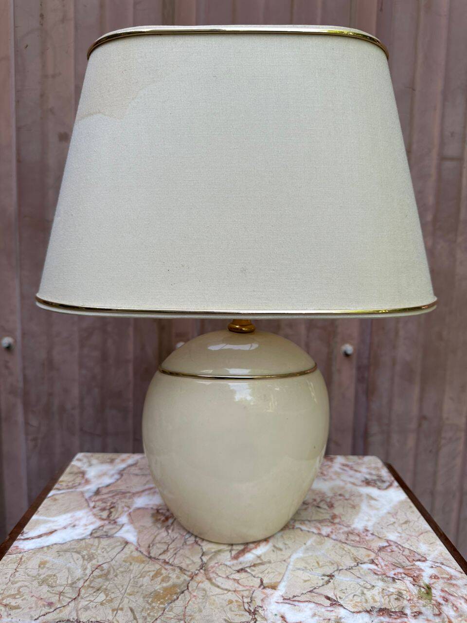 Vintage table lamp by Robert de Schuytener ivory 1960