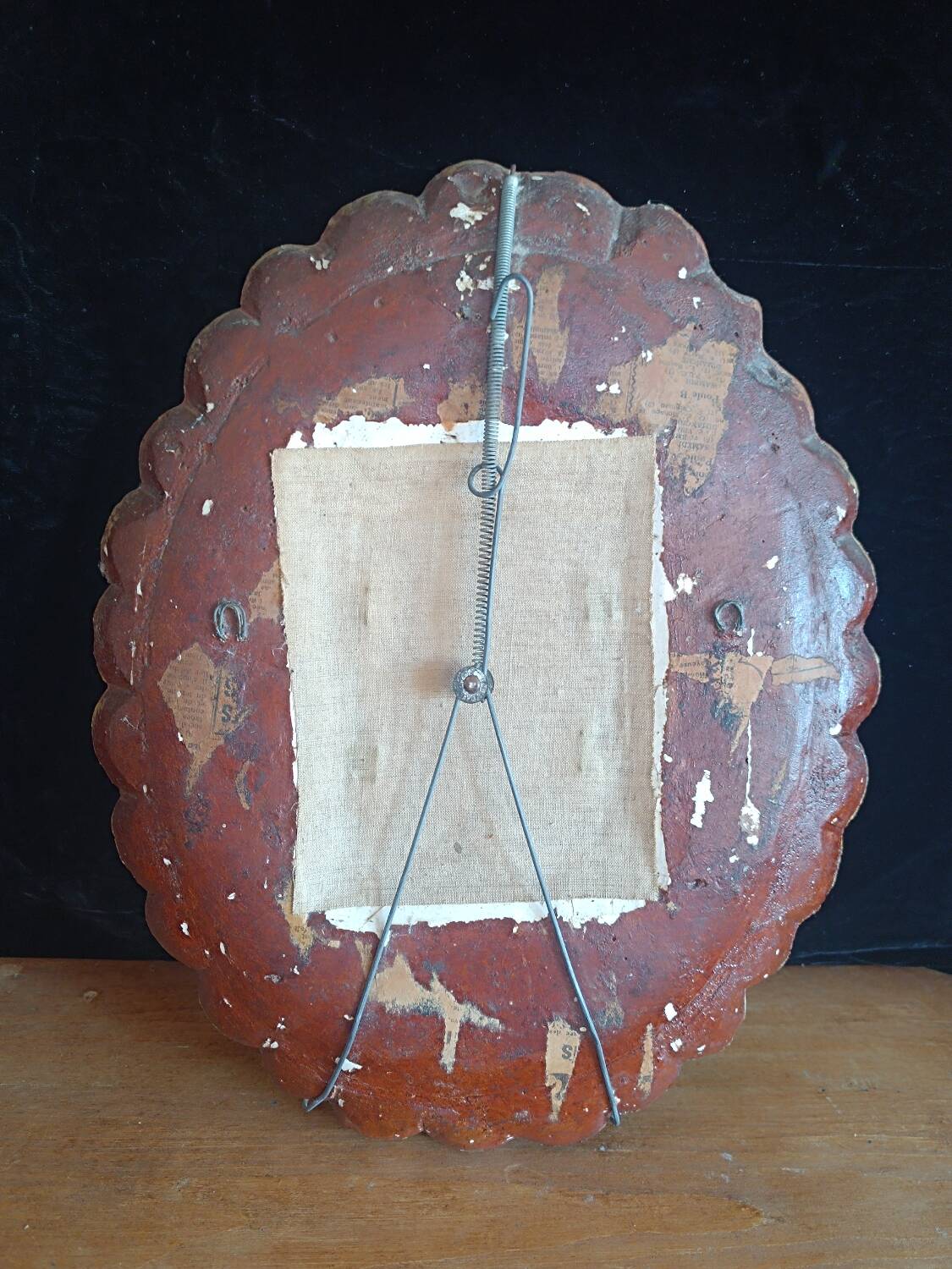 Painted oval plaster mirror