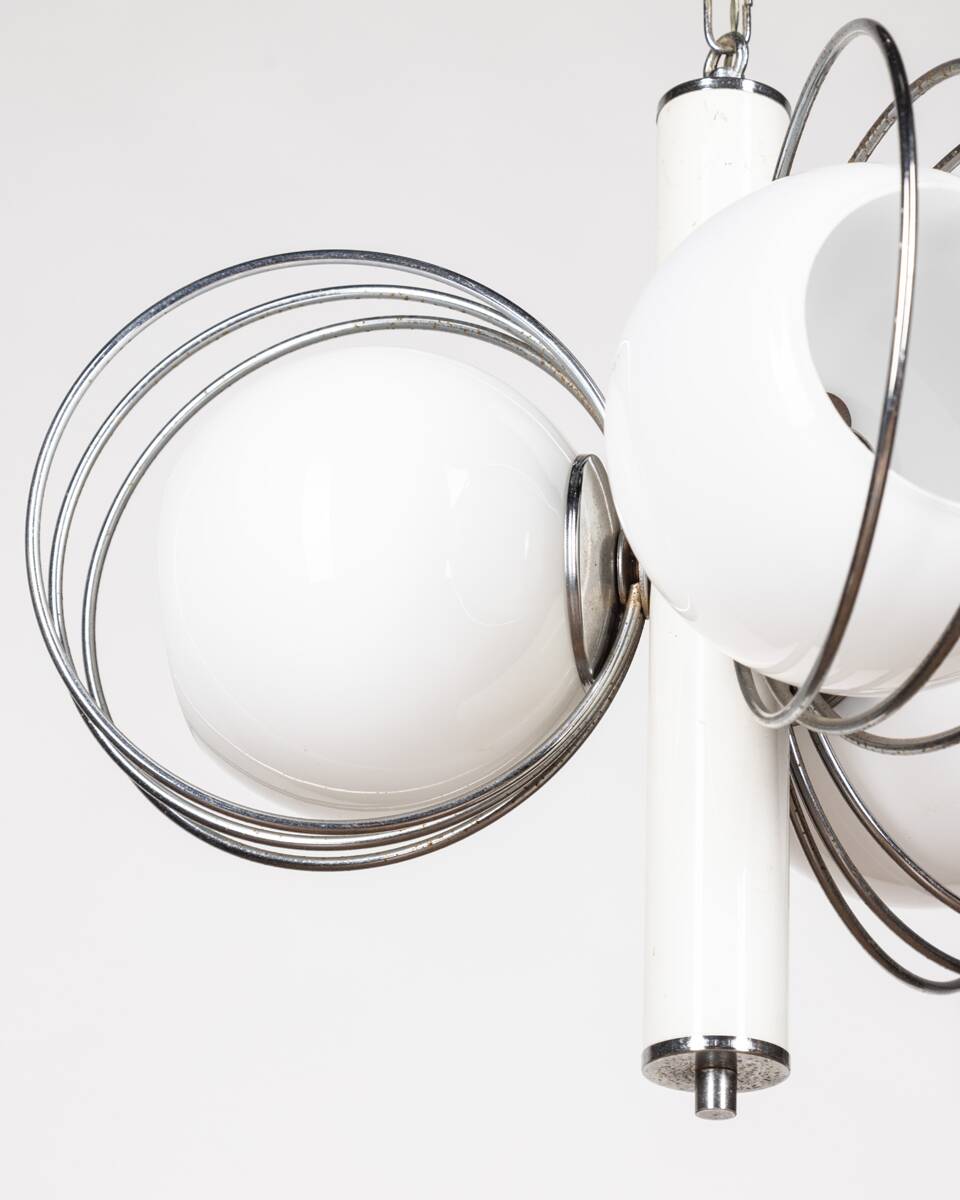VINTAGE 70'S CHANDELIER IN SPACE AGE GLASS ITALIAN DESIGN