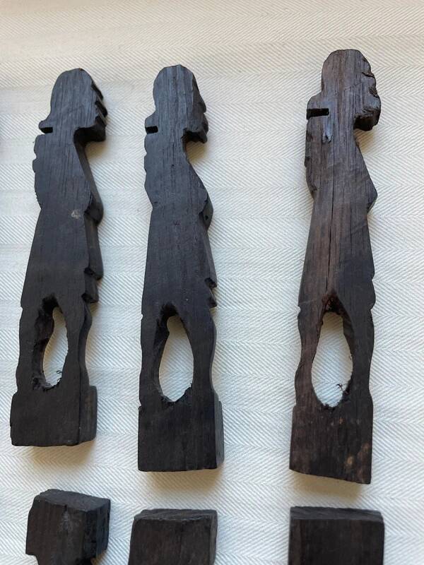 12 Carved Ebony Knife Holders in African Style