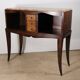 Vintage wooden and marble console table – classic style curved legs, 1950s
