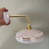 Vintage wall lamp with white and gold Clichy glass shade
