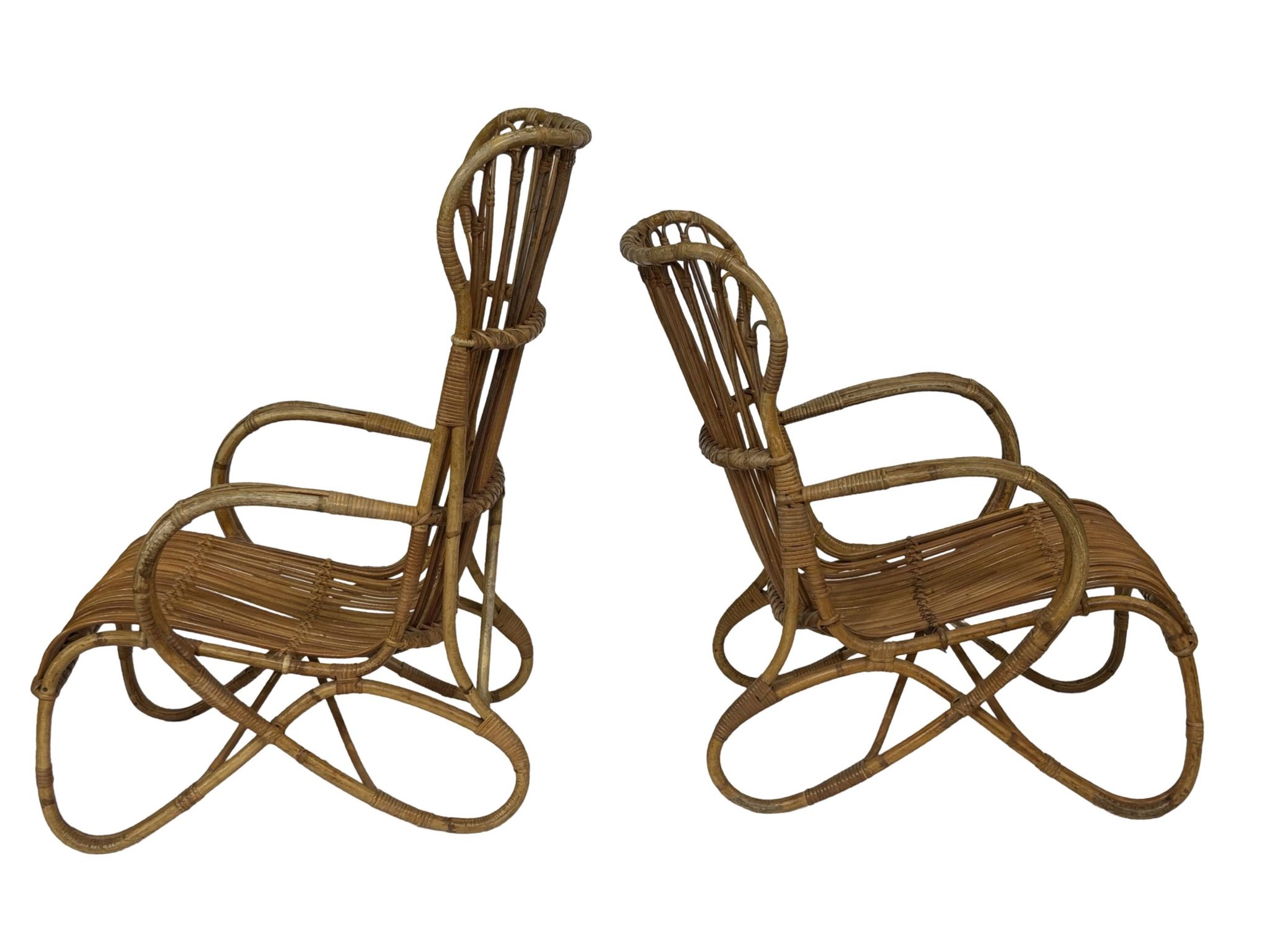 Set of two Belse 8 model Rattan chairs by Dirk van Sliedregt Rohe Noordwolde 1960