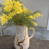 Vase, enameled ceramic jug, chiseled tree motif, west germany vintage 1970, numbered 3047