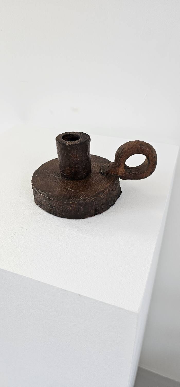 Brutalist wooden candle holder