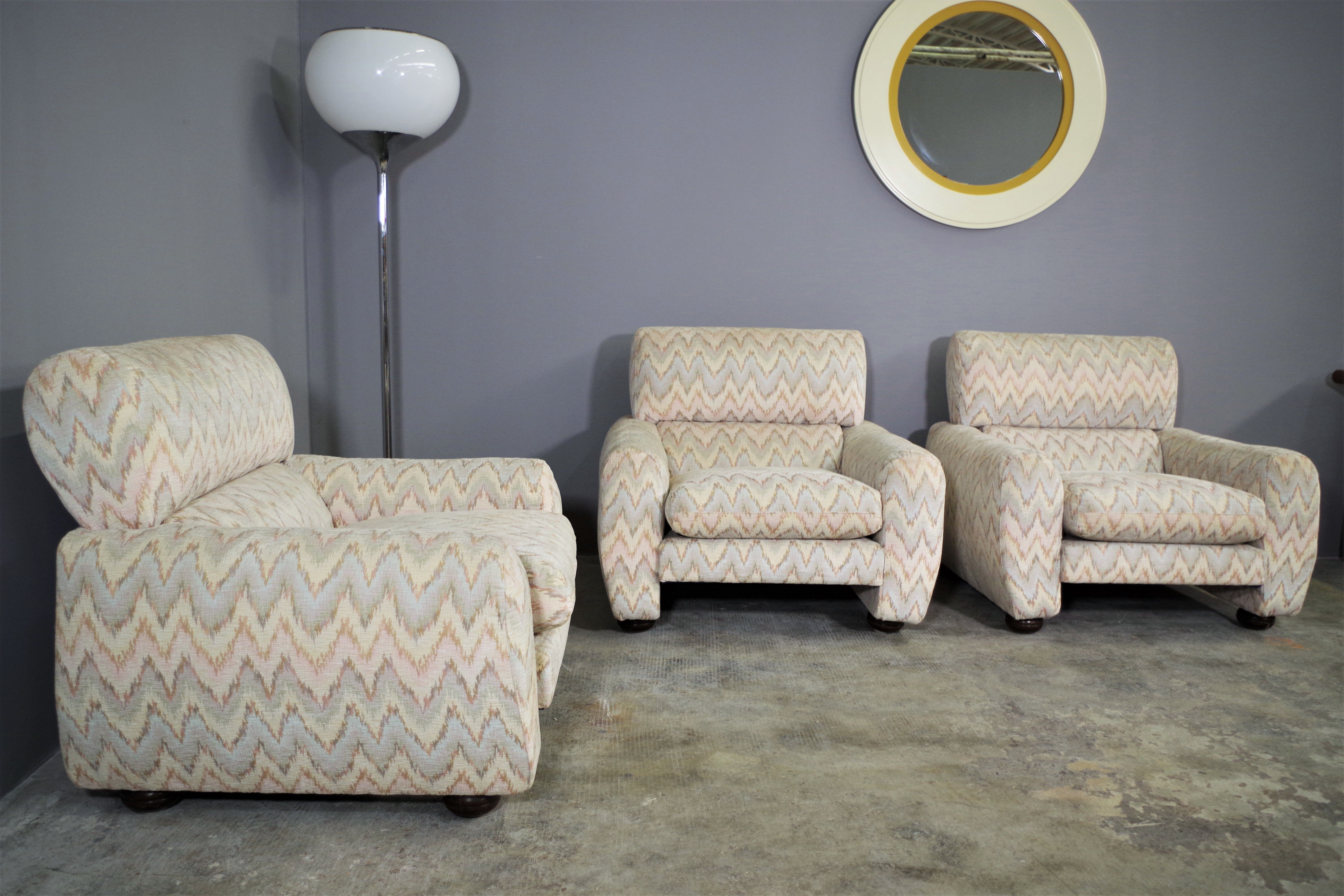 Missoni armchairs, 1970s, set of 3