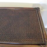 Vintage-commode 3 tioirs -bois bambou et rotin tressé - années 80