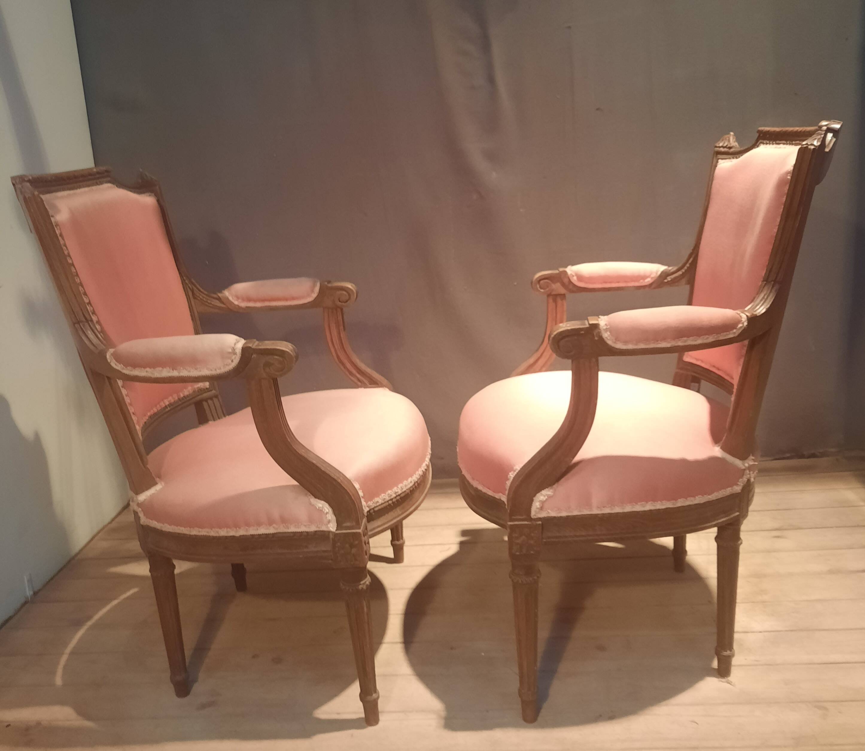 Pair of Louis XVI style armchairs