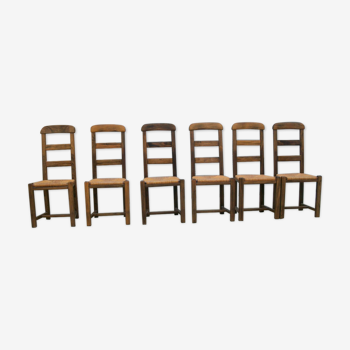 Série de 6 chaises paillées
