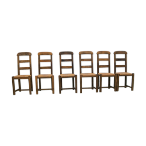 Série de 6 chaises paillées