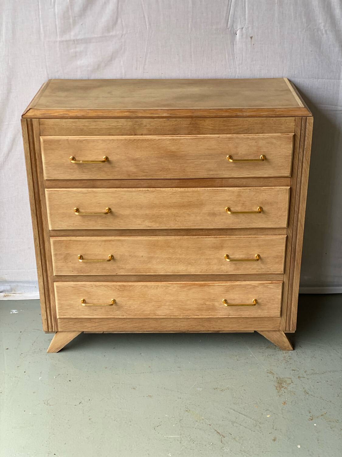 Commode art déco vintage 4 tiroirs rénovée en bois brut