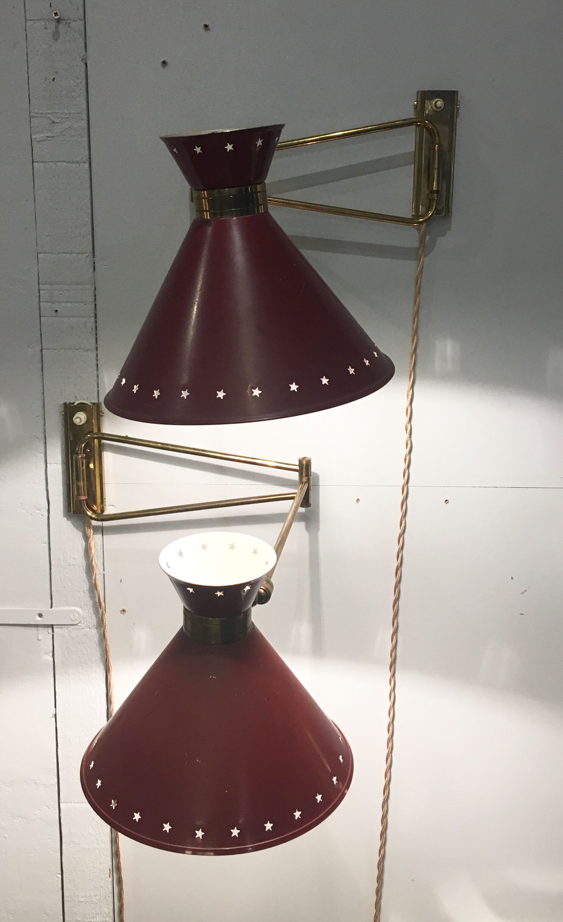 Wall lamp to double arms by René Mathieu to Lunel, 1950