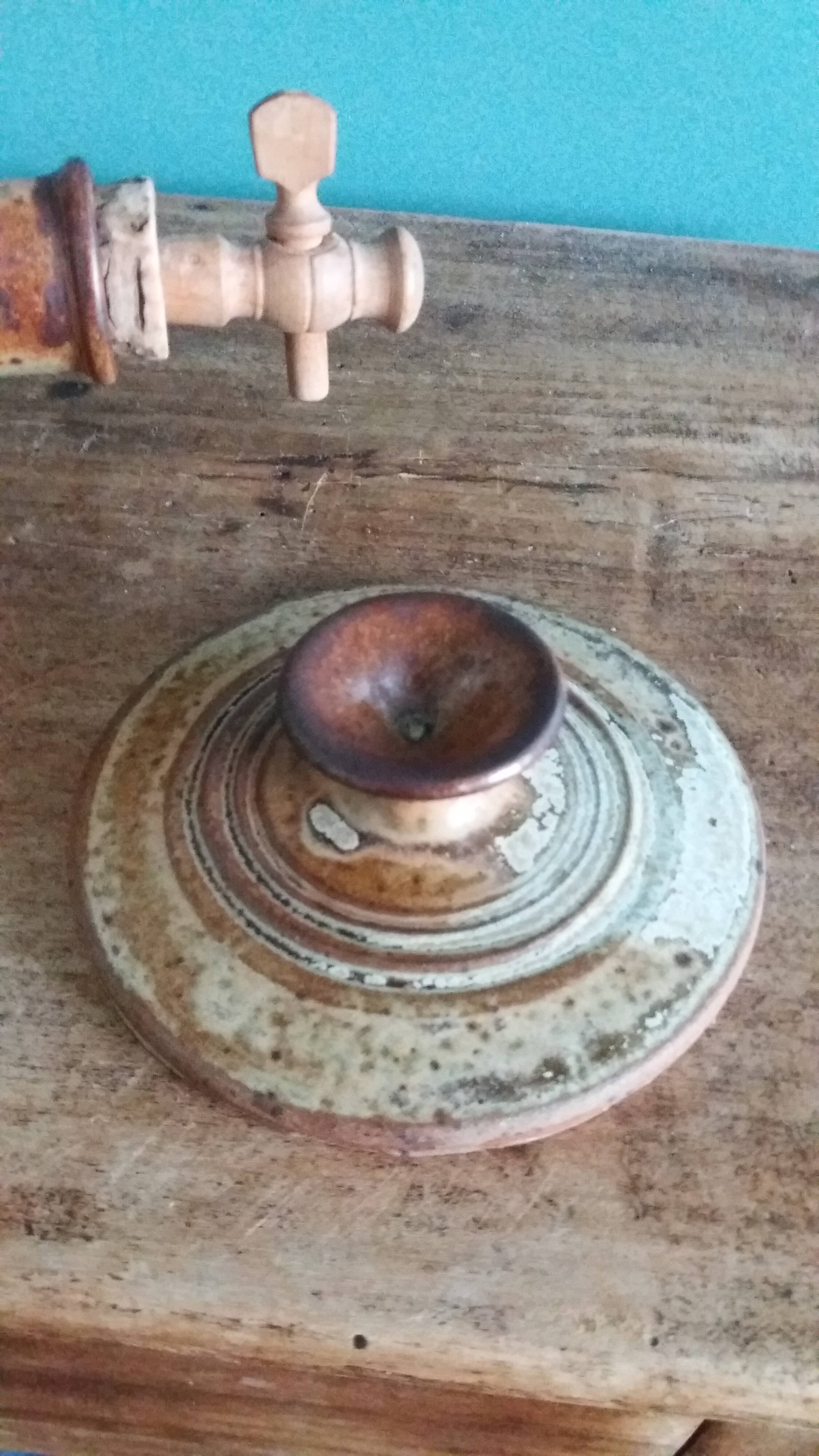 Vinaigrier pot alcohol jar signed Jean-Pierre Prud’homme stoneware from Puisaye