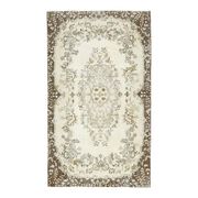 1970s Turkish Oushak Handmade Wool Cotton Beige Area Rug 114x197