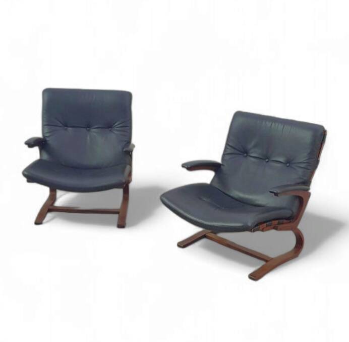 2 x leather lounge chairs