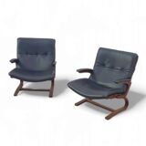 2 x leather lounge chairs