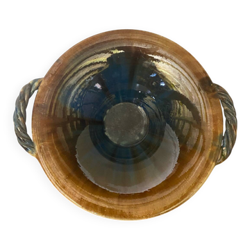 VALLAURIS Ceramic Brown & Blue Vintage Centerpiece