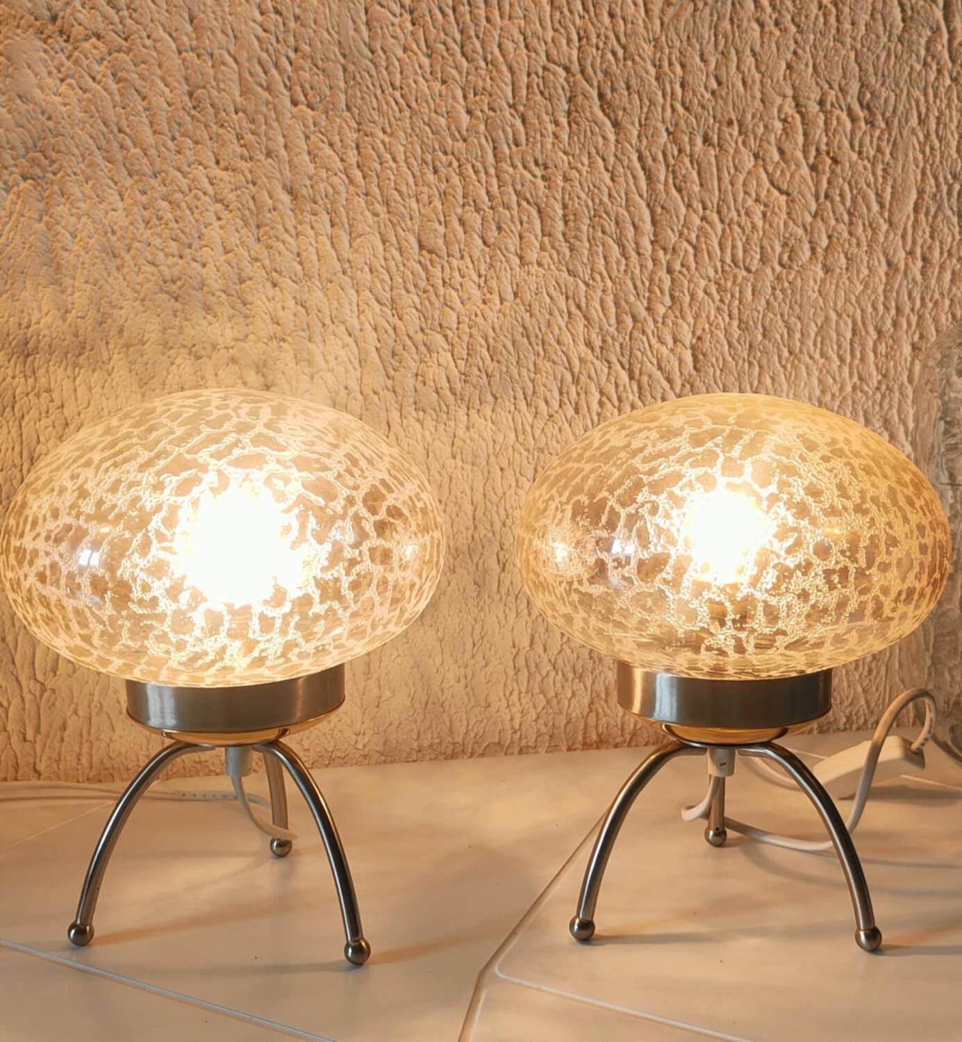 Pair of vintage 1980s Medusa lamps