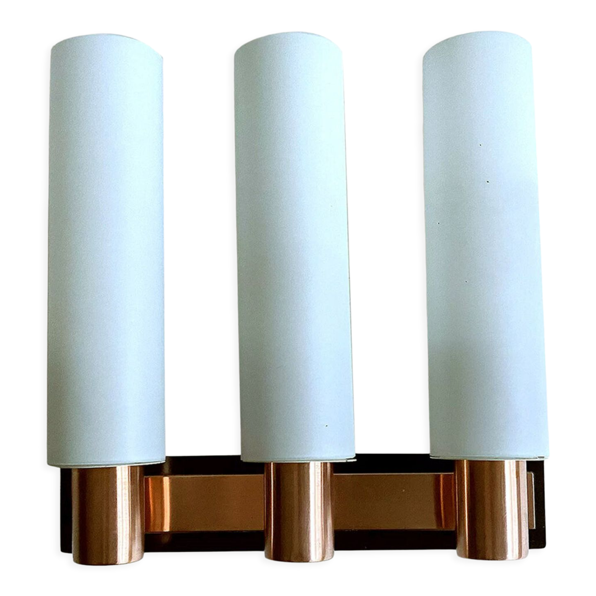 Vintage Scandinavian Triple Plique, 60s, Copper Glass