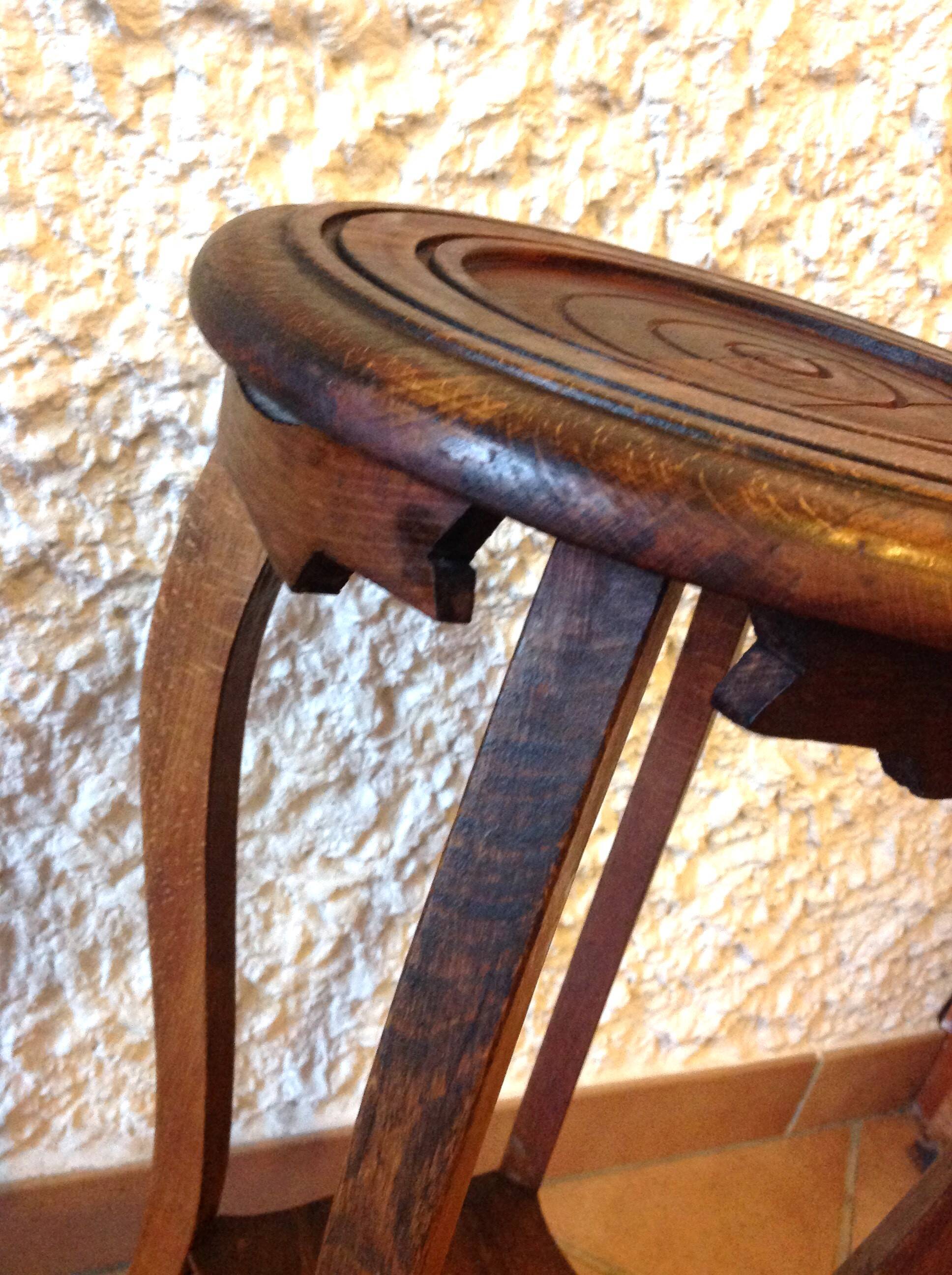 Round wooden plant holder / 40s-50s