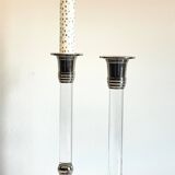 Vintage lucite and silver metal candle holders