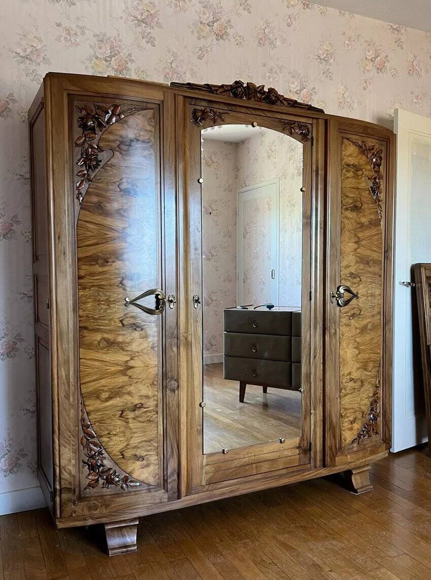 Walnut wardrobe art deco period
