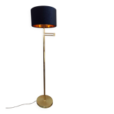 Articulated floor lamp in brass with a velvet shade, 1970.