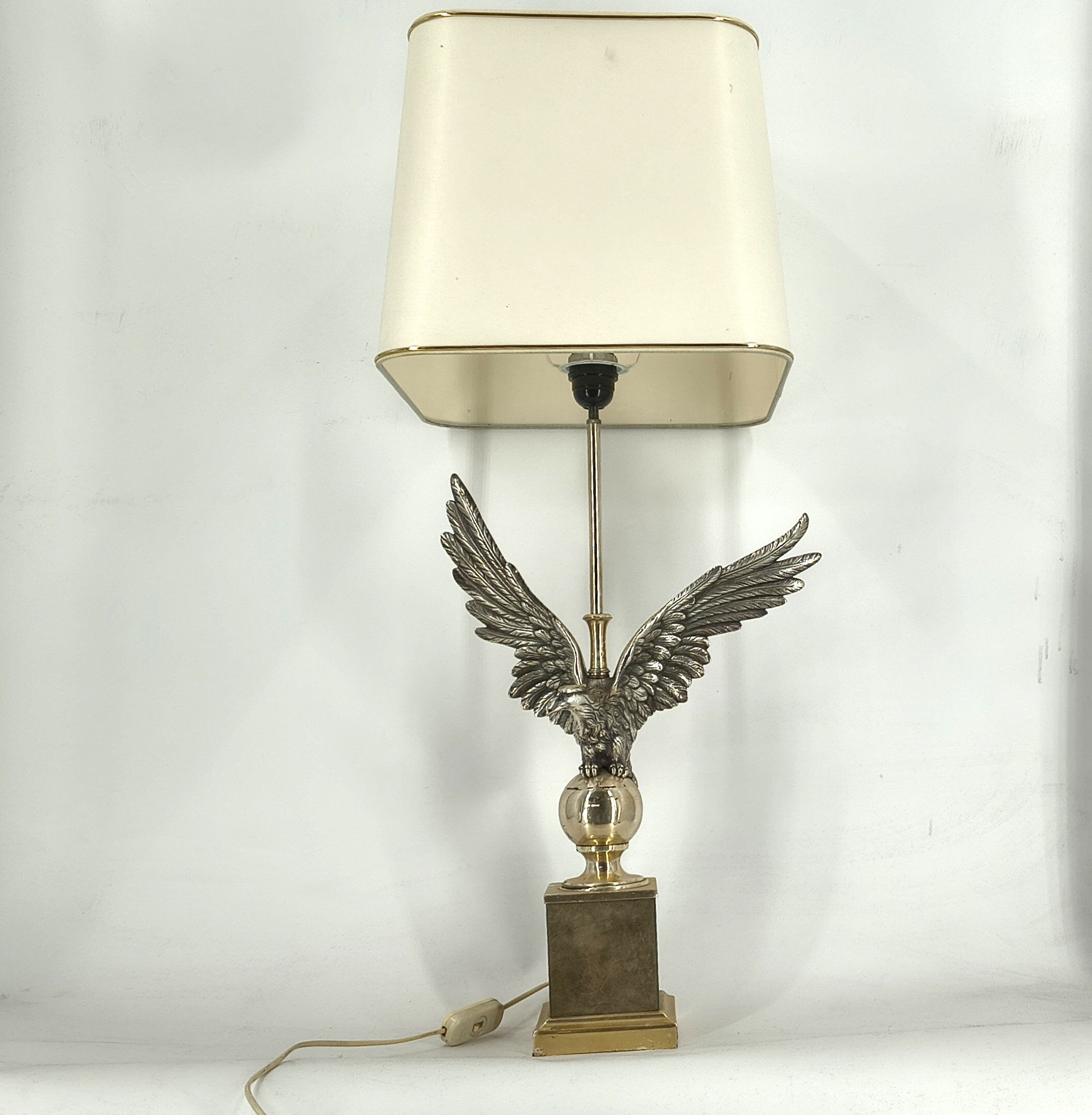 Pair of nickel eagle table lamps by Loevsky and Loevsky, 1970s