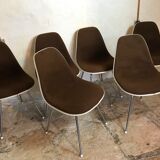 Set of 6 Charles and Ray Eames chairs for Herman Miller, 1960-70's