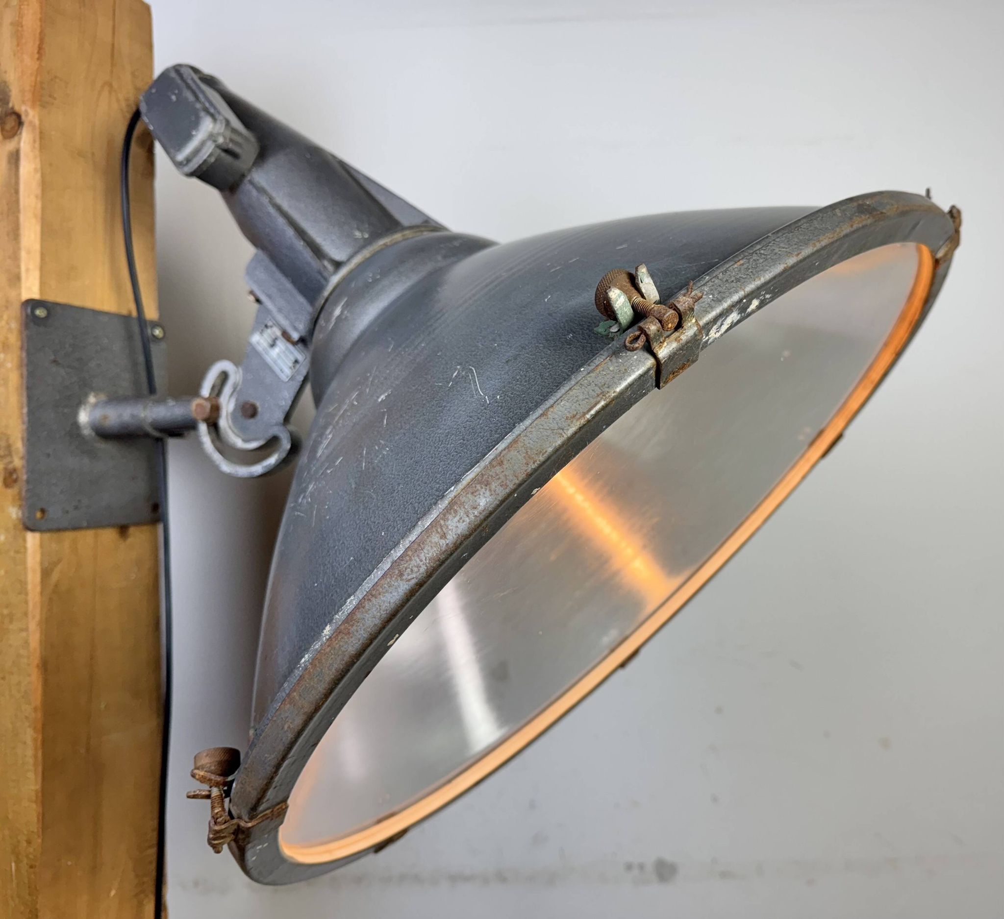 Large Vintage Industrial Aluminium Factory Wall Spotlight, 1970s