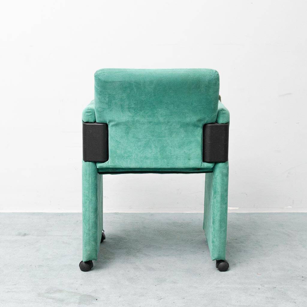 Set of 6 Roota velvet armchairs in green by Buzzati & Rocchi, 1970s