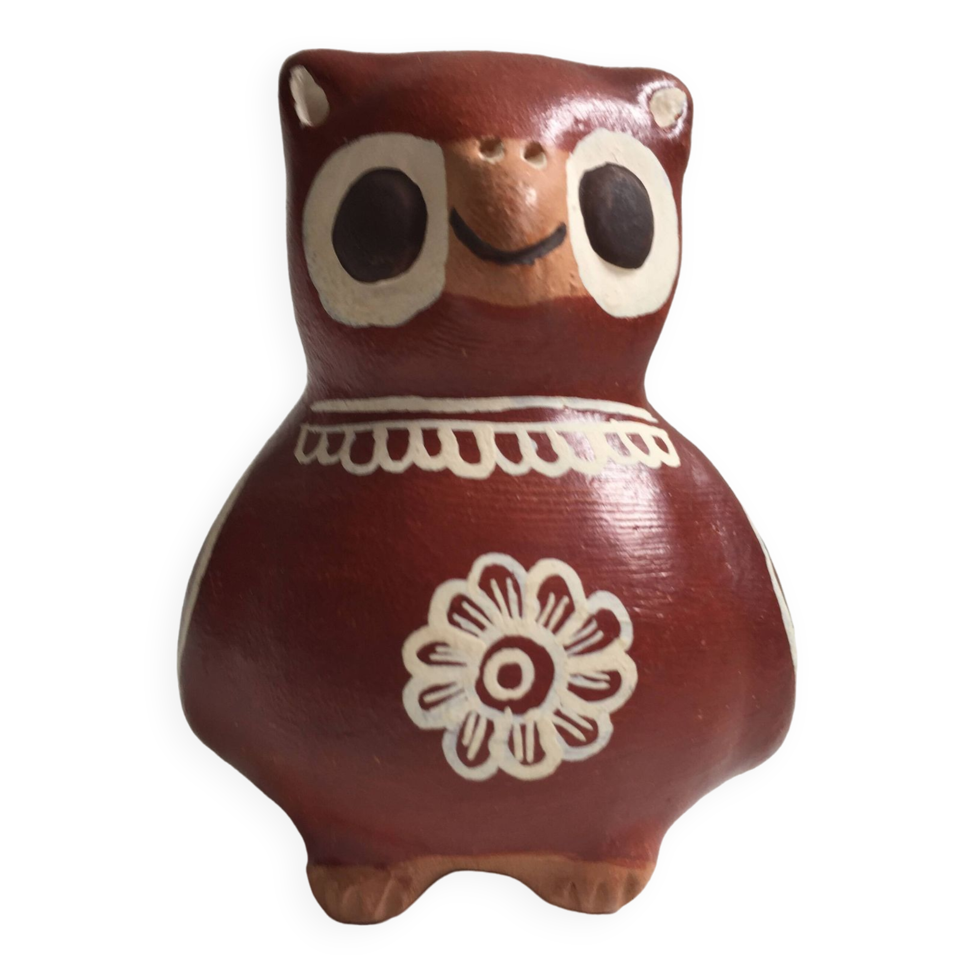 Ceramic Sculpture Figurine Whistle Call Owl Tawny Owl Nazca Chimu..
