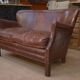 Small Vintage Bench Sofa Studded Leather Sofa 1970s