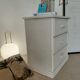 Vintage cane chest of drawers with 3 drawers - white patinated wood - seaside spirit