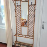 Rattan wall coat rack year 50s