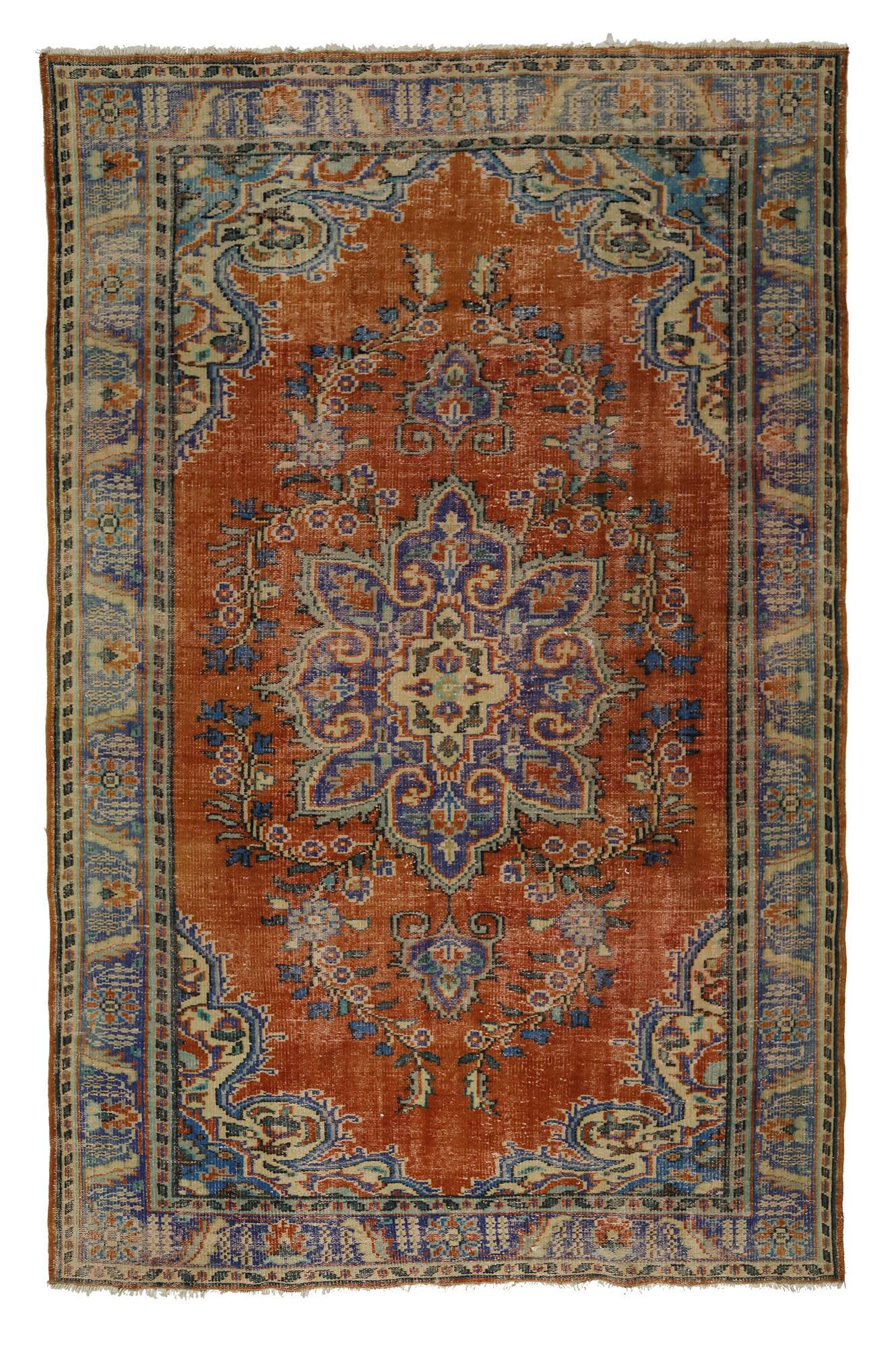 Turkish Anatolian Handmade Vintage Rug 274 cm x 180 cm