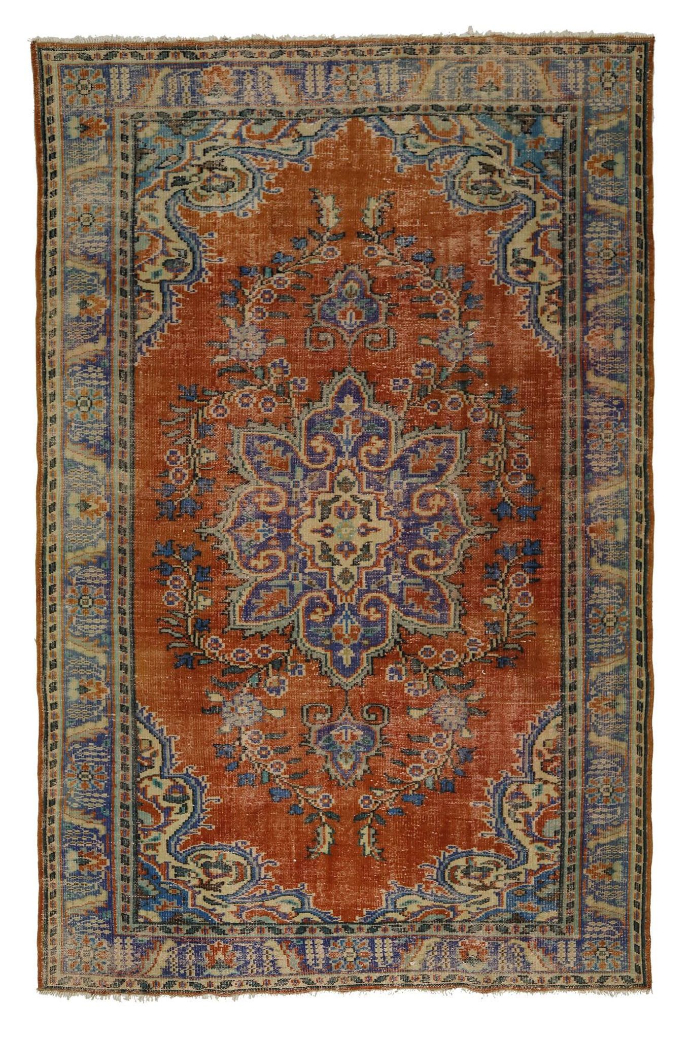 Turkish Anatolian Handmade Vintage Rug 274 cm x 180 cm