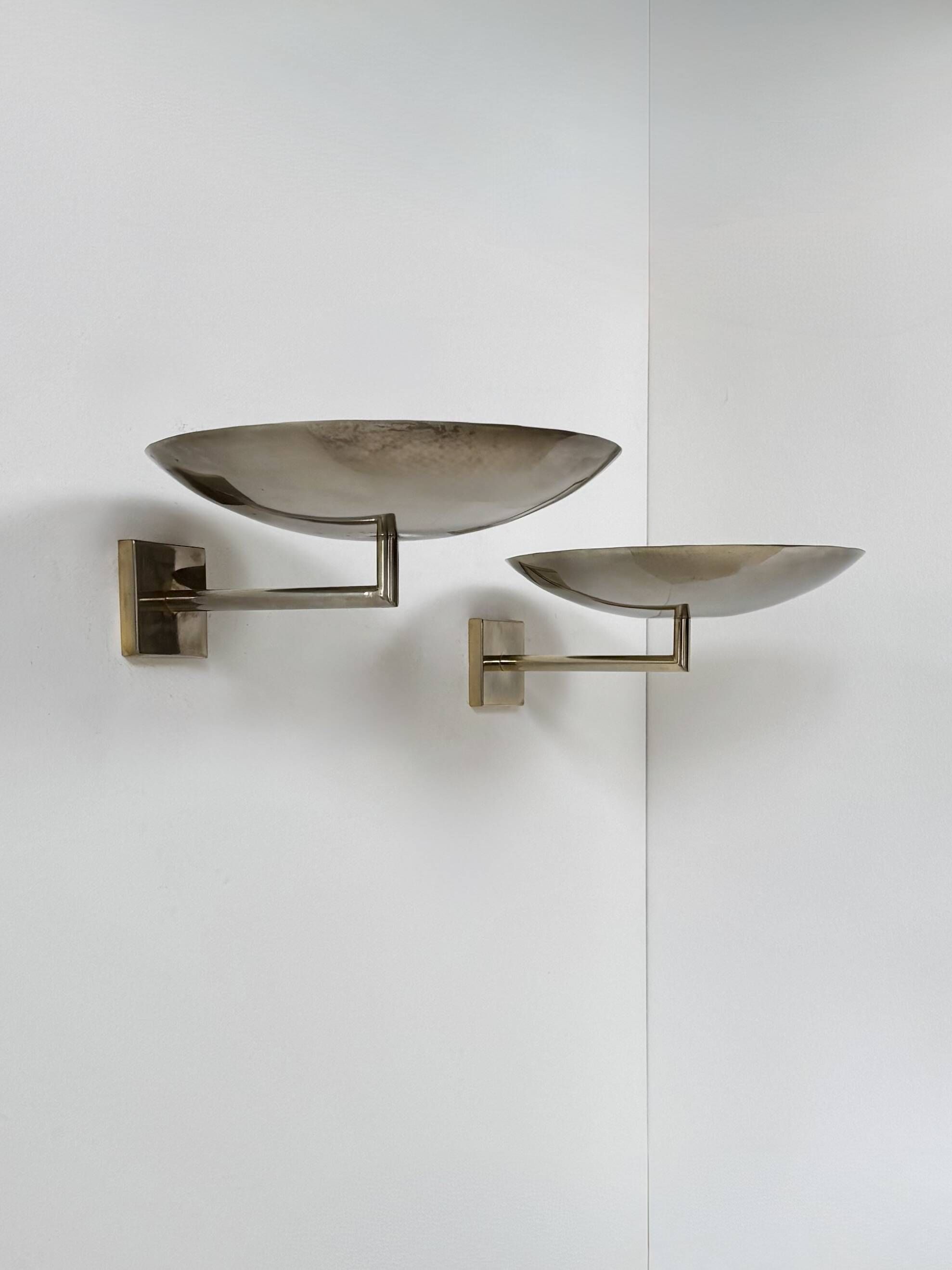 Pair of vintage wall lights, chrome metal, France, 1970.
