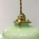 Vintage suspension lamp in green opaline