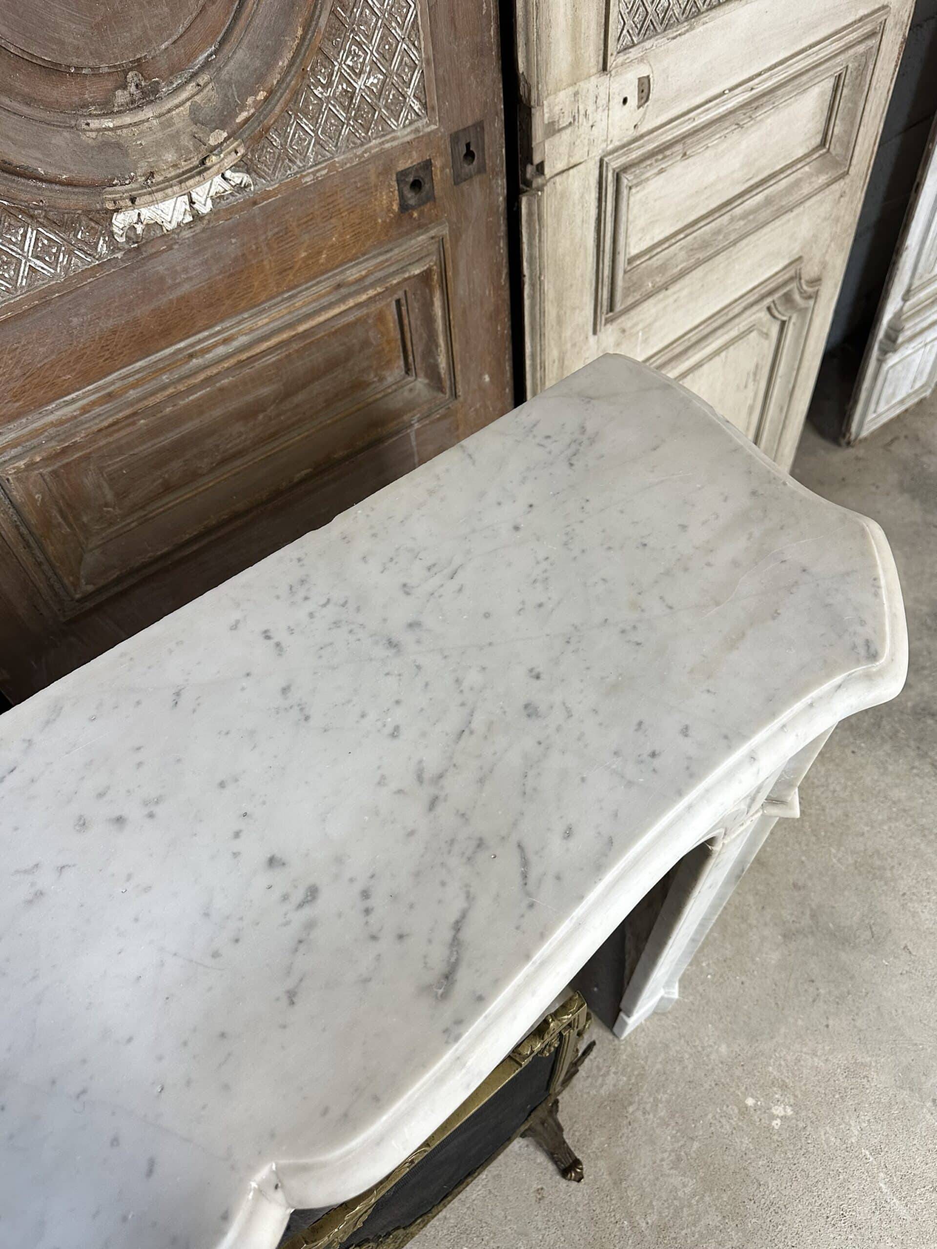 Louis XV style fireplace in white marble circa 1900