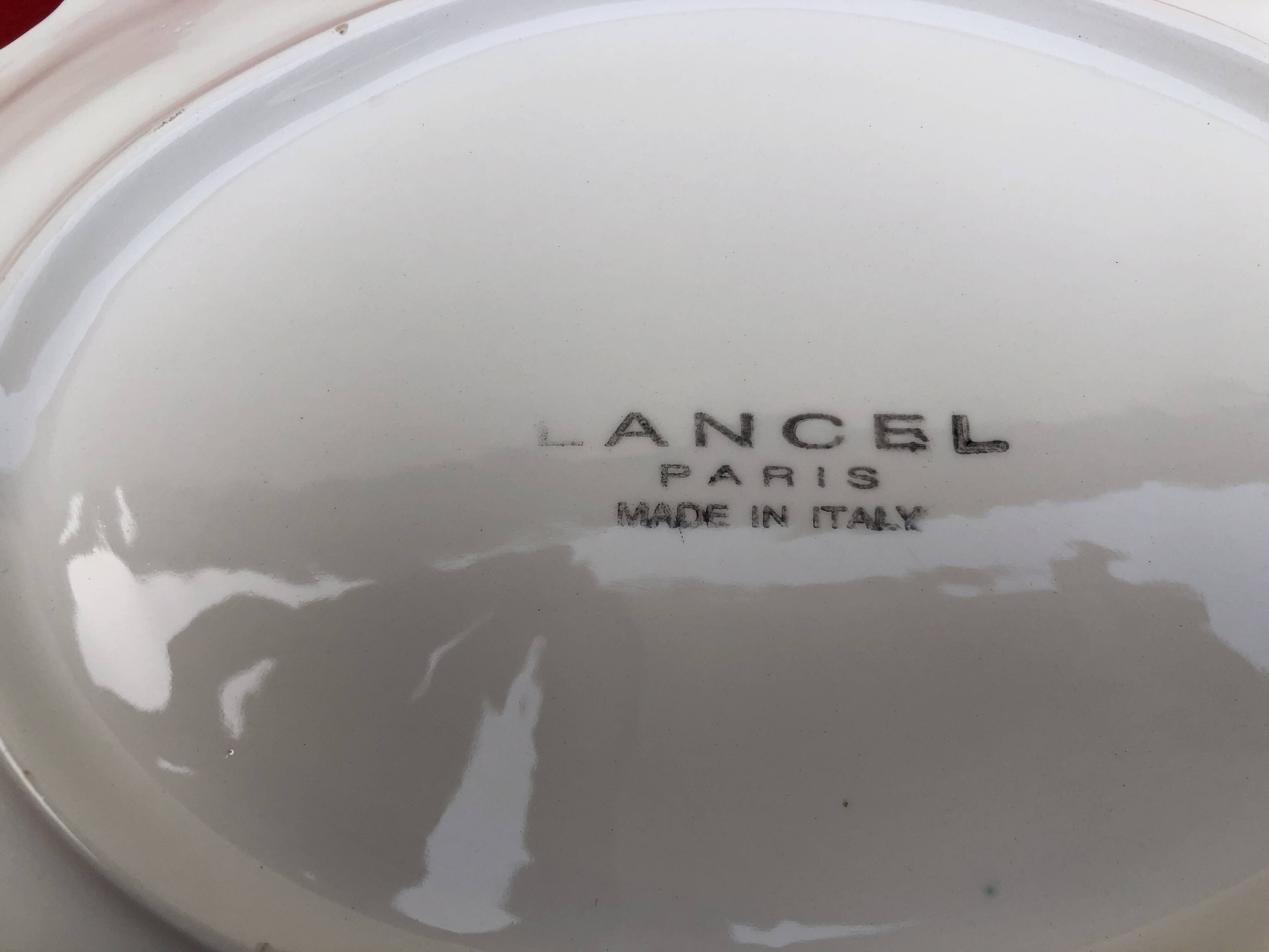 Lancel Paris ceramic dish with embossed parrot decoration