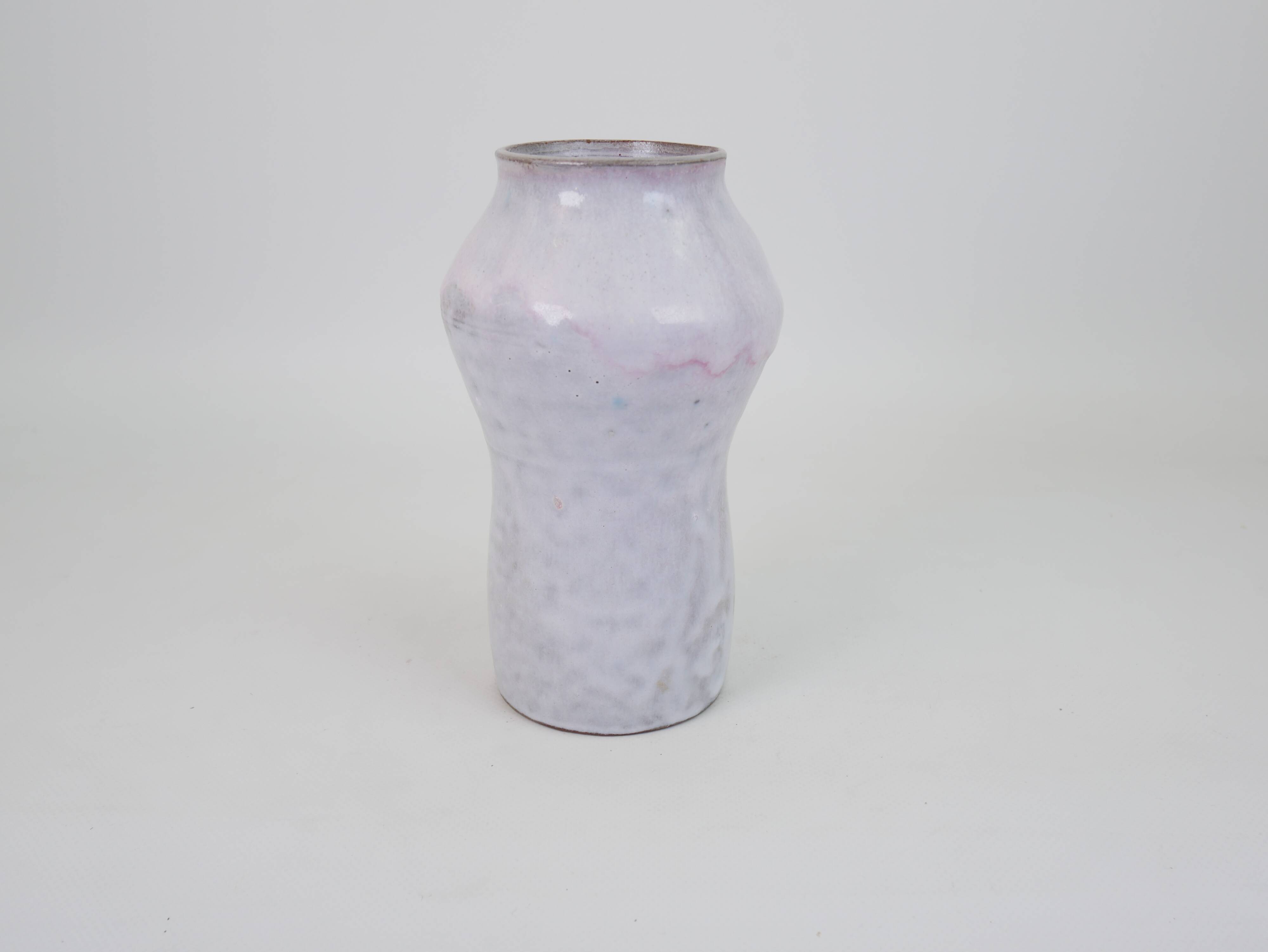White-pink glazed ceramic vase