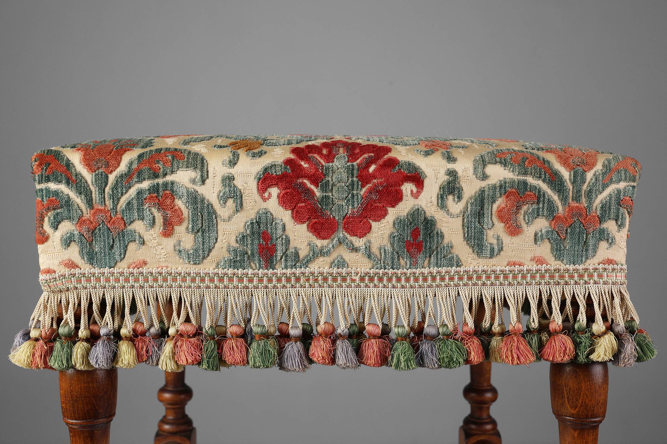 Early 20th Century Pair of Wood & Fabric French Footstools
