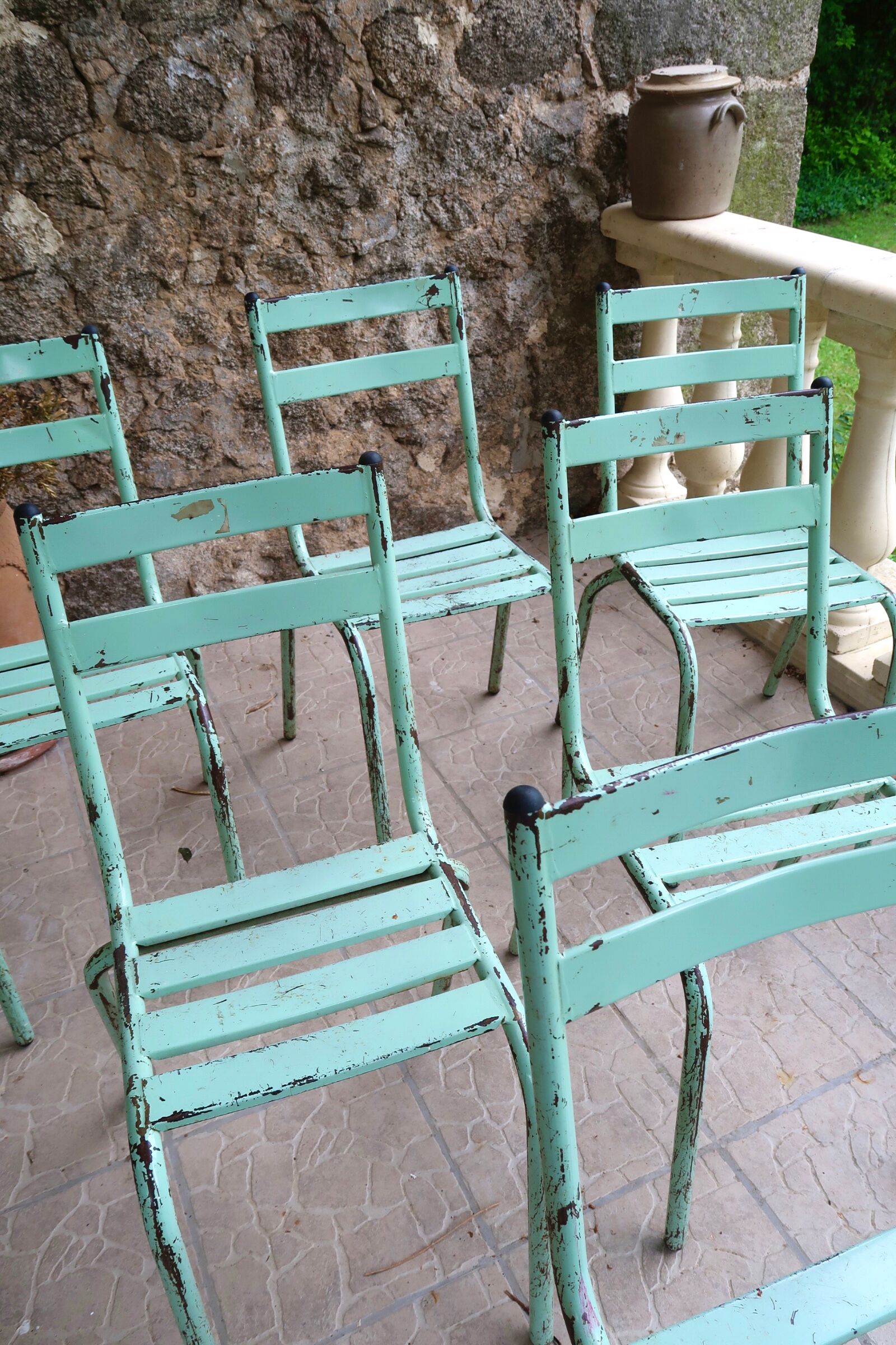 Set of 8 Art Prog metal garden chairs