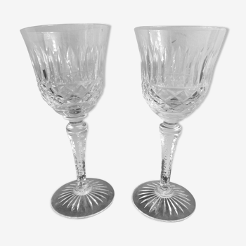 Pair of cut crystal stemmed glasses