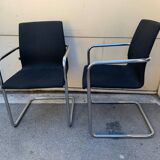Pair of Inclass chrome base armchairs